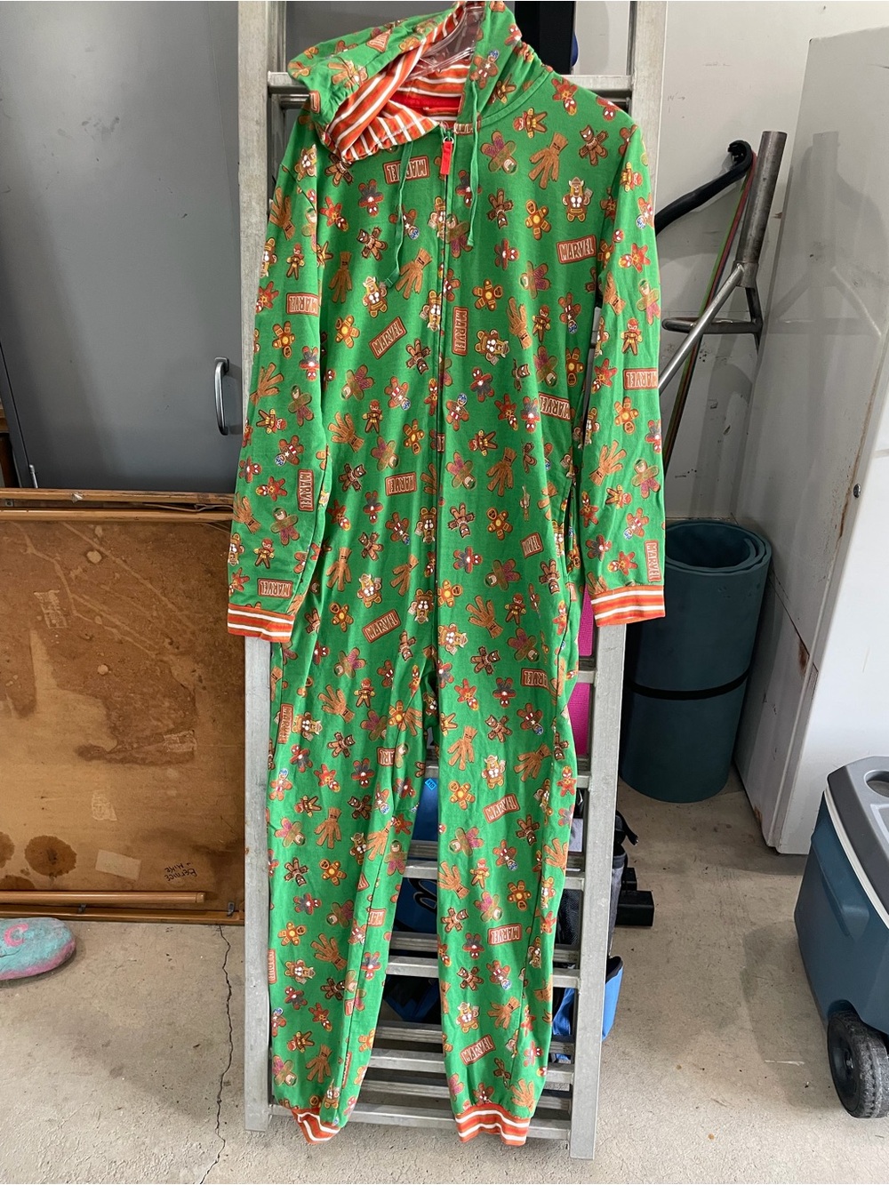 Marvel Green Gingerbread Print Hooded Adult Pajama Onesie